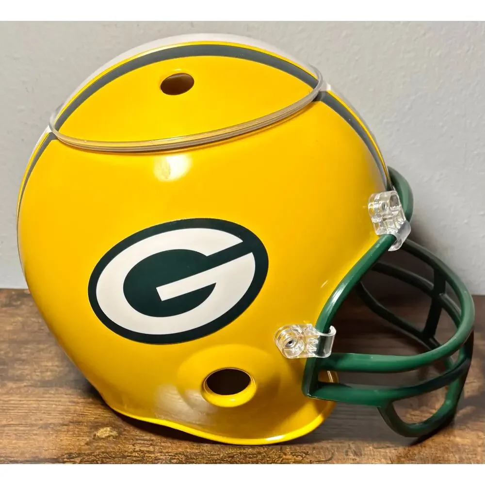 Vintage Green Bay Packers NFL Snack Helmet with Lid Super Bowl Chip & Dip